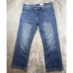 TK Axel Men's Size 36x30 Slim Boot Jeans Blue Thick Stitched Pockets Cowboy